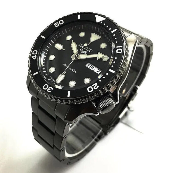 Seiko 5 Sports Automatic Black Dial Black Steel Strap Watch For Men - SRPD65K1 - Image 2